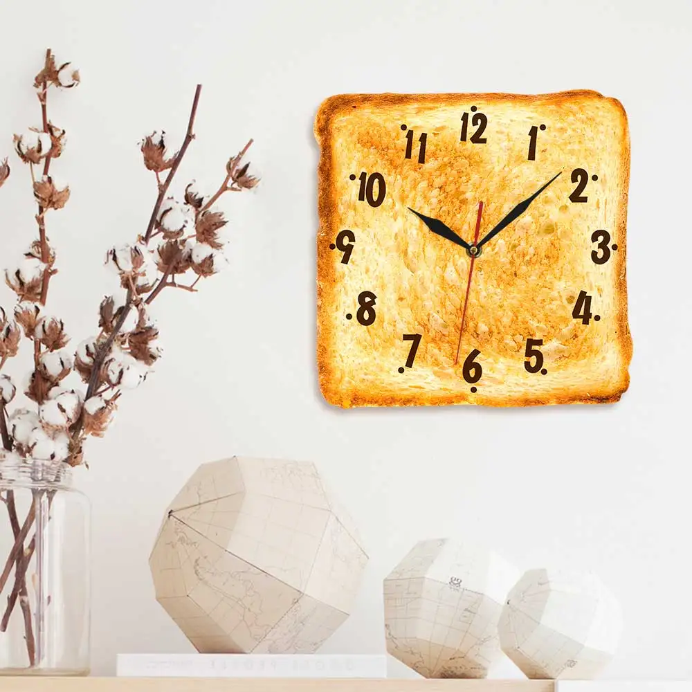 12 дюймов поджаренный хлеб современные кухонные настенные часы пекарня бизнес знак торт магазин печати кварцевые часы на батарейках Zegar Scienny