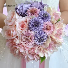 Wedding Foam flowers Rose Fake Wedding bouquet Bridal bouquet Ribbon Ivory Rose Bridesmaid SPH028