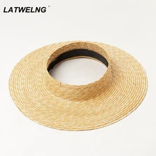 

Wholesale High Quality Natural Straw Visor Hats Women Wide Brim Empty Top Hat Cooling UV Shade Beach Hat holiday Gifts S1187