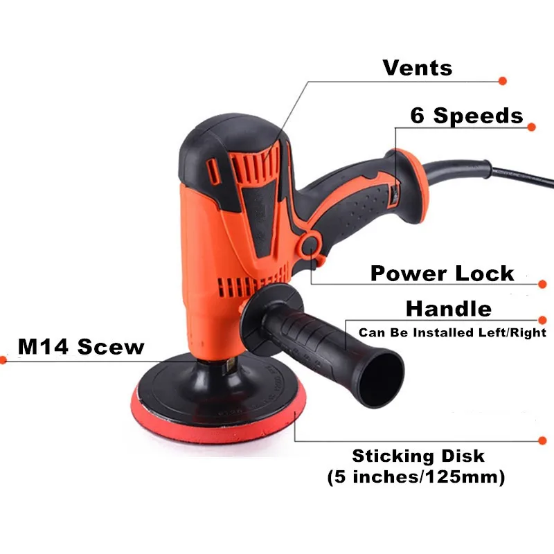 800W 6 Speeds Car Paint Polisher Machine 3500rpm 220V Polishing Machine Care Sanding Waxing Tools For Waxing Coating Cleaning