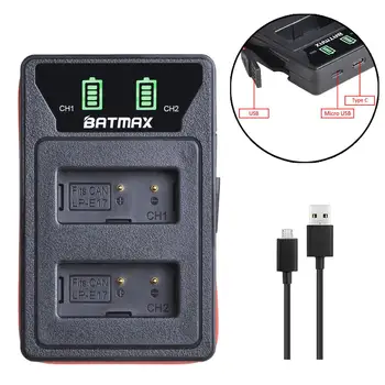 

Batmax LP-E17 LPE17 New LED Dual USB Charger with Type C Port &USB Cable for Canon EOS 200D M3 M6 750D 760D T6s 800D 8000D