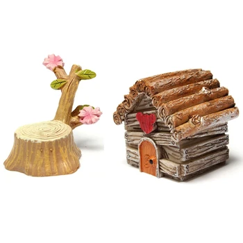 

AAAK -Miniature Cherry Tree Stump Dollhouse Fairy Ornament Pot Plant & Villa Grass House Dollhouse Ornament Flower Pot Plant
