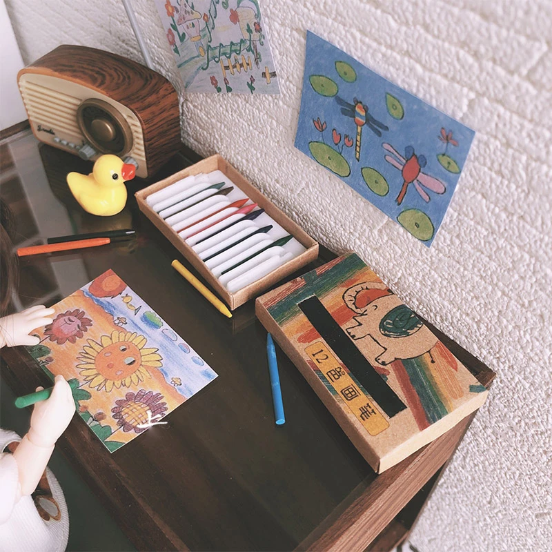 

1:1 миниатюрная ручка для рисования, мини-карандаш для Blyth Barbies OB11 BJD, для кукольного домика, рисование искусств, 1 комплект