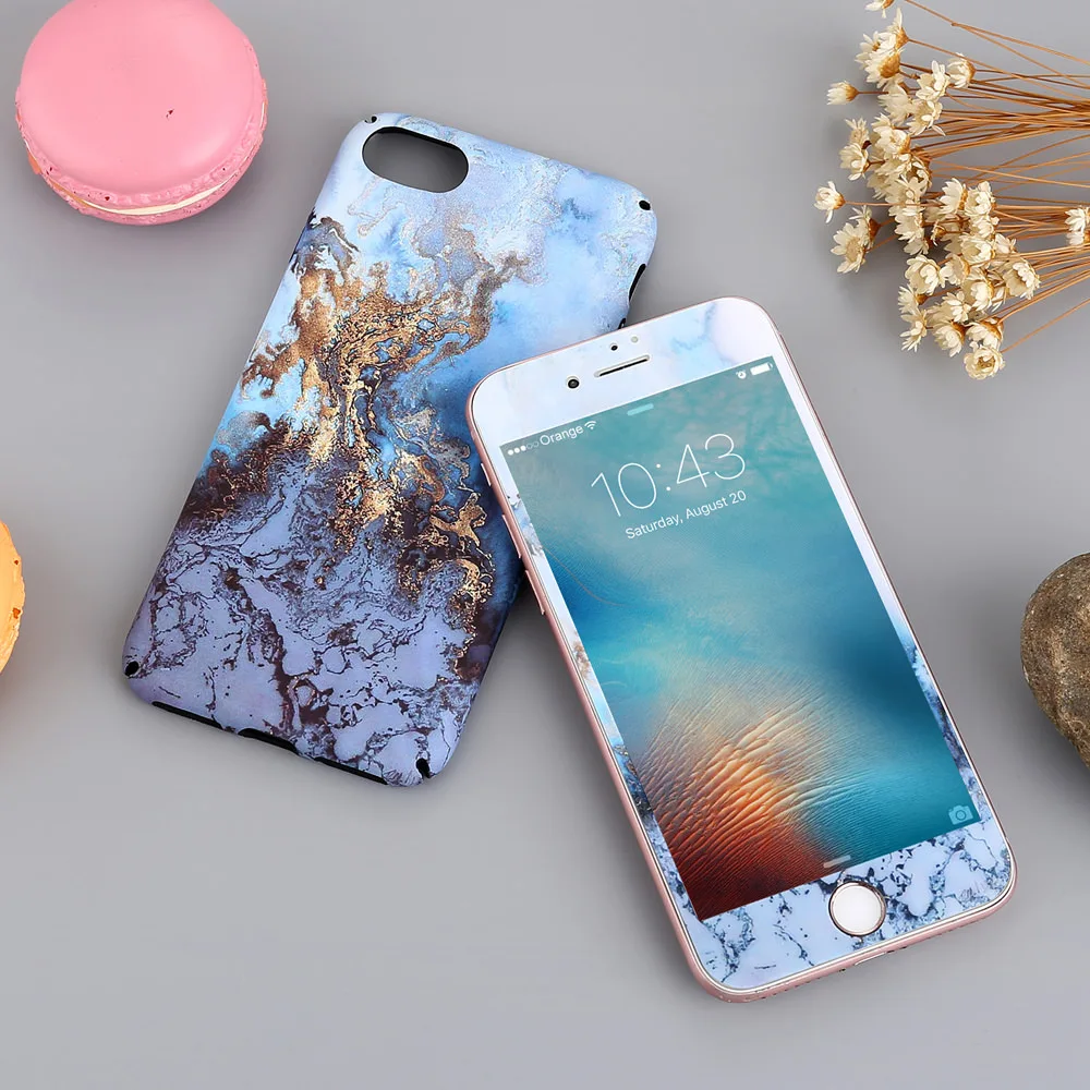 

Screen Protector Marble Phone Case For Apple iPhone Xr X Xs Max 5 5S SE 8 6S 7 Plus 6 Lovely Slim 360 Protective Premium Cover
