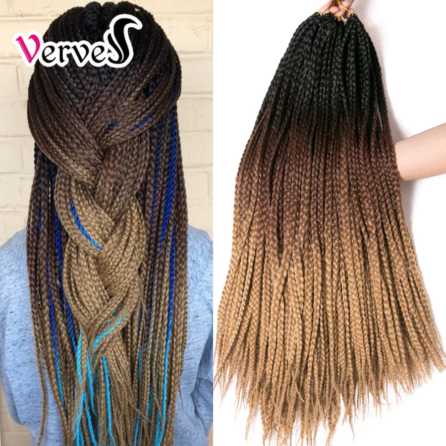 VERVES box плетеные крючком косы 24 дюйма 22 корня/упаковка Омбре синтетические волосы