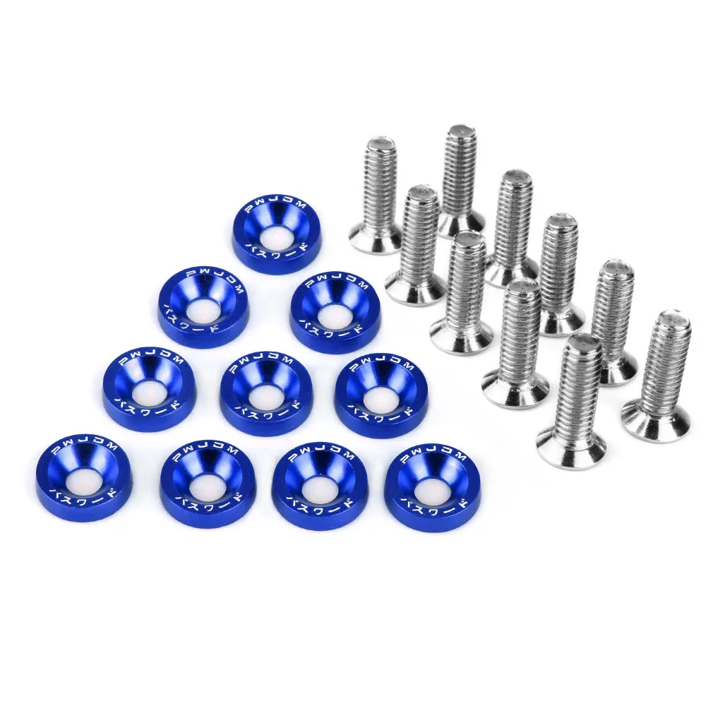 Auto Fasteners Auto Accessories Fender Washers Car Accessories Car Screws Stainless Steel Bolt Stainless Steel Nut Stainless Steel Screw Carbon Steel Bolts Brass Standoff Bolt JDM Style Aluminum Fender Washers (10pcs/Pack) and M6 Bolt For Honda Civic Integra RSX EK EG License Plate Bolts RS-QRF002