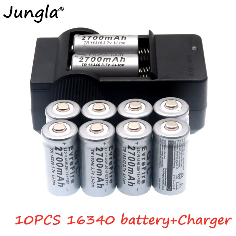 

New Rechargeable 3.7V Li-ion 16340 Batteries CR123A Battery LED Flashlight Travel Wall Charger For 16340 CR123A Battery