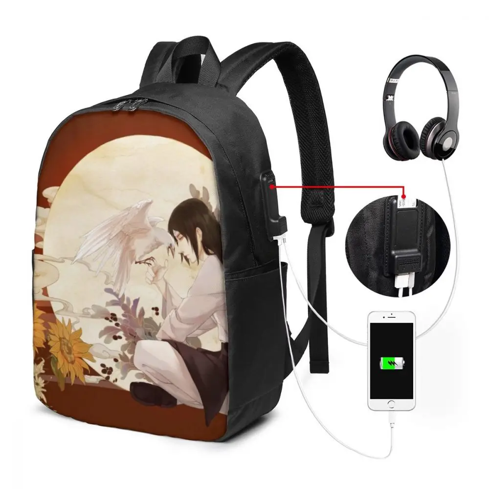 

Hyuga Neji Custom Japanese Anime Naruto Print Cartoon Image paiting USB Backpack 17 In