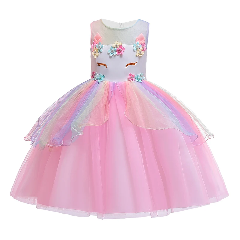 

2019 Girls Summer Dress Sweet Cute Cartoon Unicorn Dress for Girls Formal Prom dresses Children's Dresses Fantasy Girl Costume