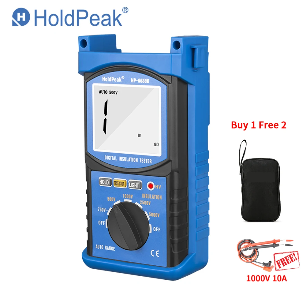 

HoldPeak HP-6688B Insulation Resistance Tester 6688B Protable Digital 1000V 5000V Auto Range ohm tester Megohmmeter GIFT