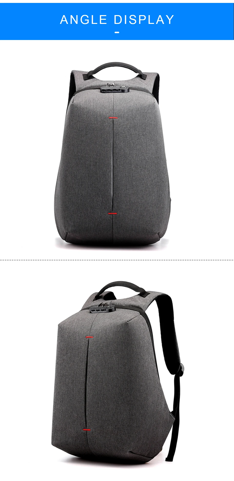 Laptop Backpack 15.6 Inch Notebook Back Pack Anti Theft Business Men Travel Bags Waterproof Male USB Charging Student Bagpack (14)