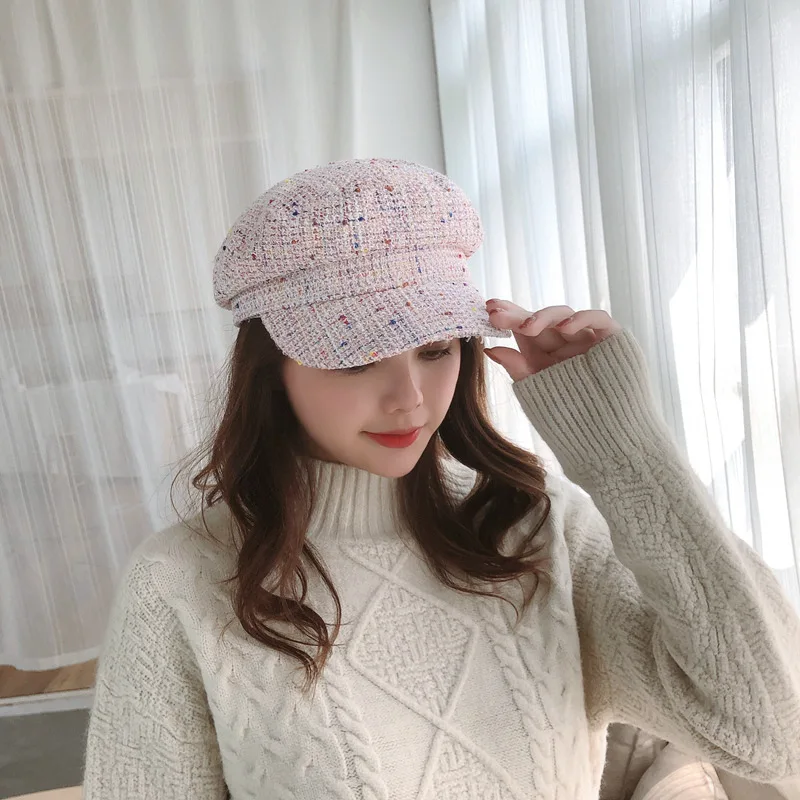 YOYOCORN Autumn and winter new duck tongue octagonal military cap ladies breathable Korean version of the wild England hat