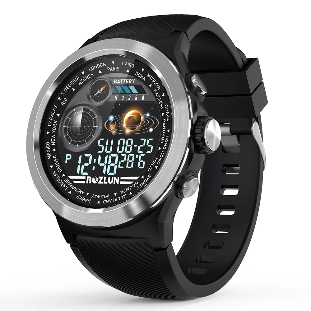 Silver black Bozlun Смарт-часы для мужчин IP68 Водонепроницаемый трекер активности Bluetooth Smartwatch напоминание о звонке сердечного ритма шагомер плавание Watche W31 - Цвет: Silver black