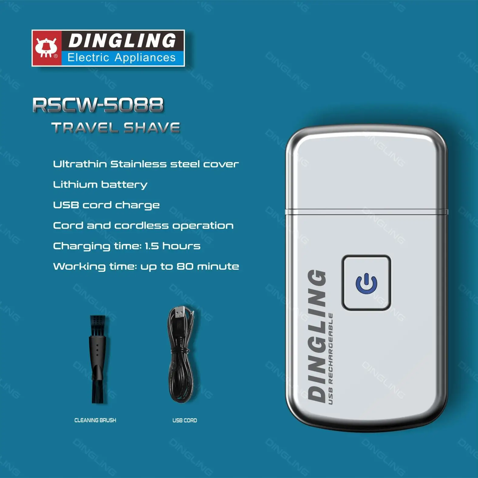 

DingLing USB Charging Electric Shaver For Men Mini Razor Beard And Mustache Trimmer Beard Reciprocating Shaver Head