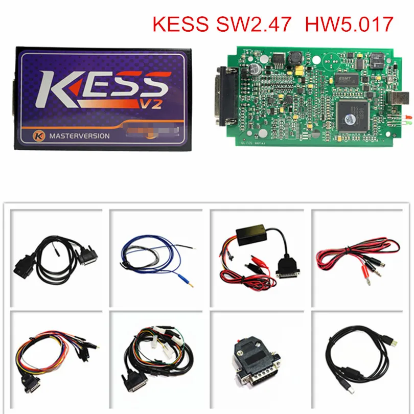 Программатор KESS V2 V2.47 Master V5.017 зеленая печатная плата ECU без токенов инструмент для