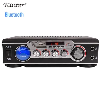 

kinter-006 karaoke amplifier audio 2 channel home amp mic input echo bass treble AC power supply DC 12V USB SD FM radio