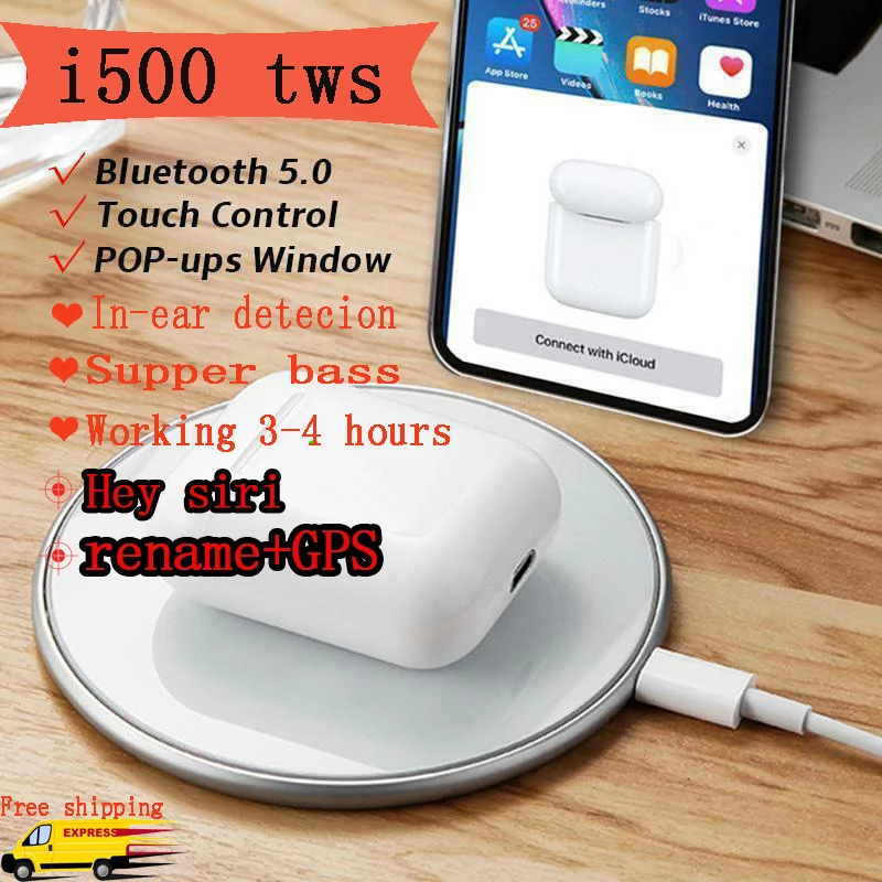 Original i500 tws super copy Air 2 wireless bluetooth earphone smart sensor earbuds pk H1 chip i200 i1000 i50000 i9000