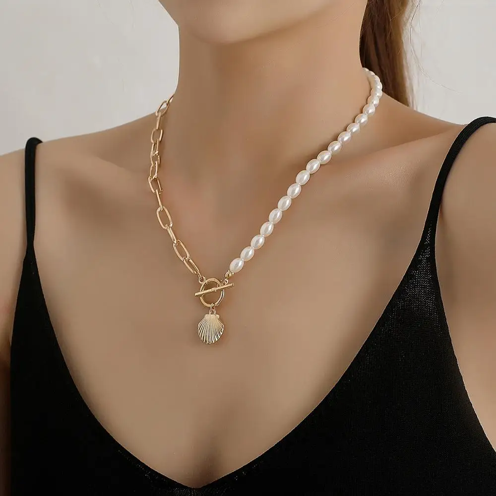 Bohemian Pearl Pendant Necklaces For Women Charm Gothic Pearl Shell Collier Chokers 2020 New  Fashion Jewelry Party Gift