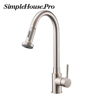 

Black/Brushed Kitchen Faucet Hot And Cold Water Mixer Faucet For Spring Kitchen Pull Down Mixer Crane 2 Function Spout