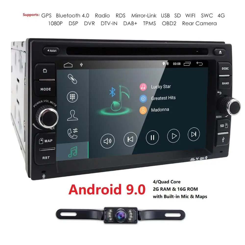 Sale Quad Core Android 9.0Car dvd Multimedia player universal video 2din audio for nissan xtrail Qashqai juke 2G+16G gps navigation 3
