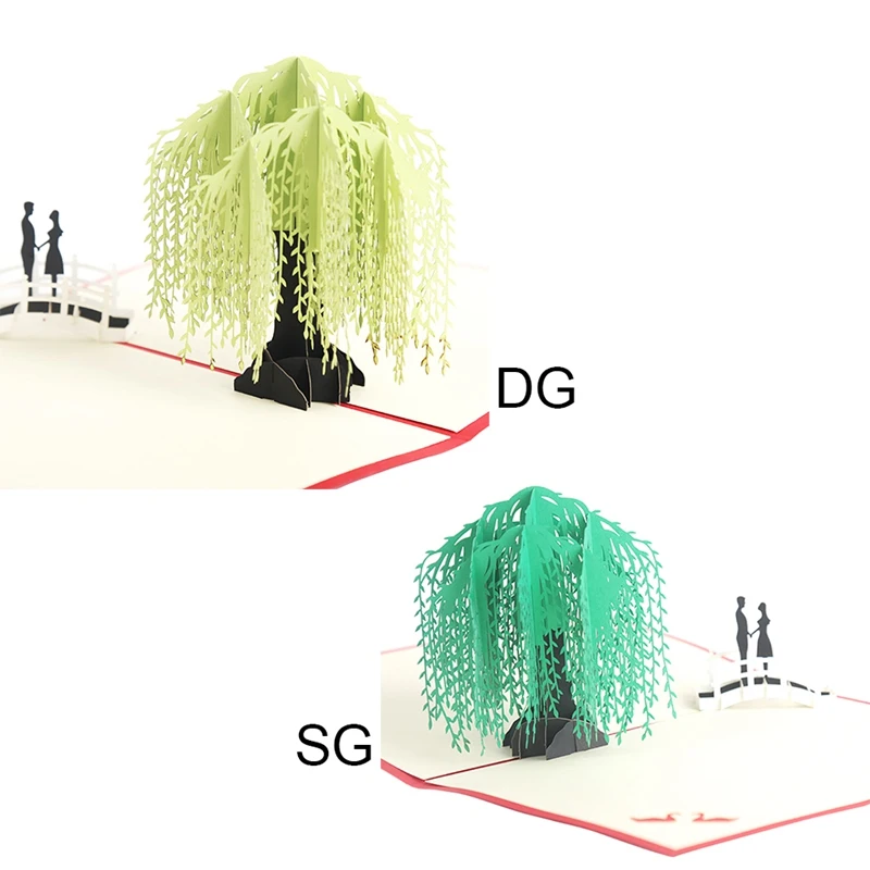  3D Willows Tree Cards Handmade Greeting Card Postcard Wedding Invitations Cards Birthday Blessing C - 4.00054E+12