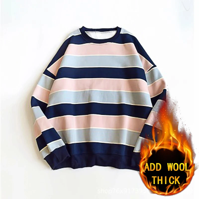 

New Autumn Winter Men Sweatshirt Pullover Warmth Hip Hop Solid Color Stripe Meet Decoration Design Suitable for Running Walking