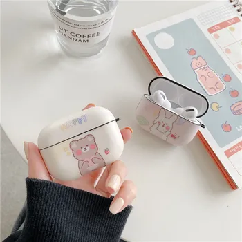 

Matte IMD Cartoon Happy Bear Rabbit Bluetooth Wireless Headset Cover for Apple Airpods Pro Charging Case