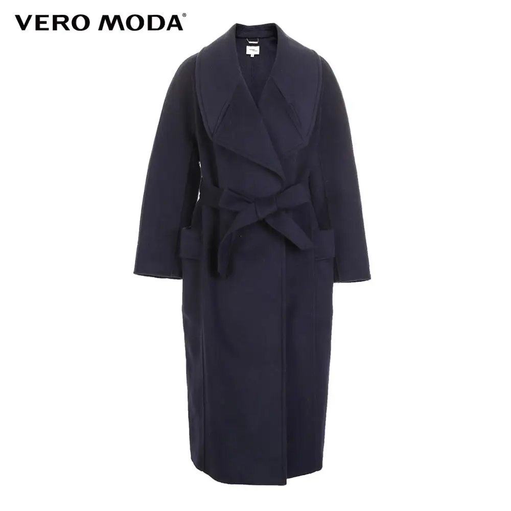 Vero Moda женское о-образное длинное тяжелое шерстяное пальто с боковым карманом | 318327535