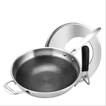 32 см Нержавеющая Сталь Вок антипригарная сковорода без масла дыма без покрытия бытовой вок индукционный горшок кухонная сковорода кастрюля