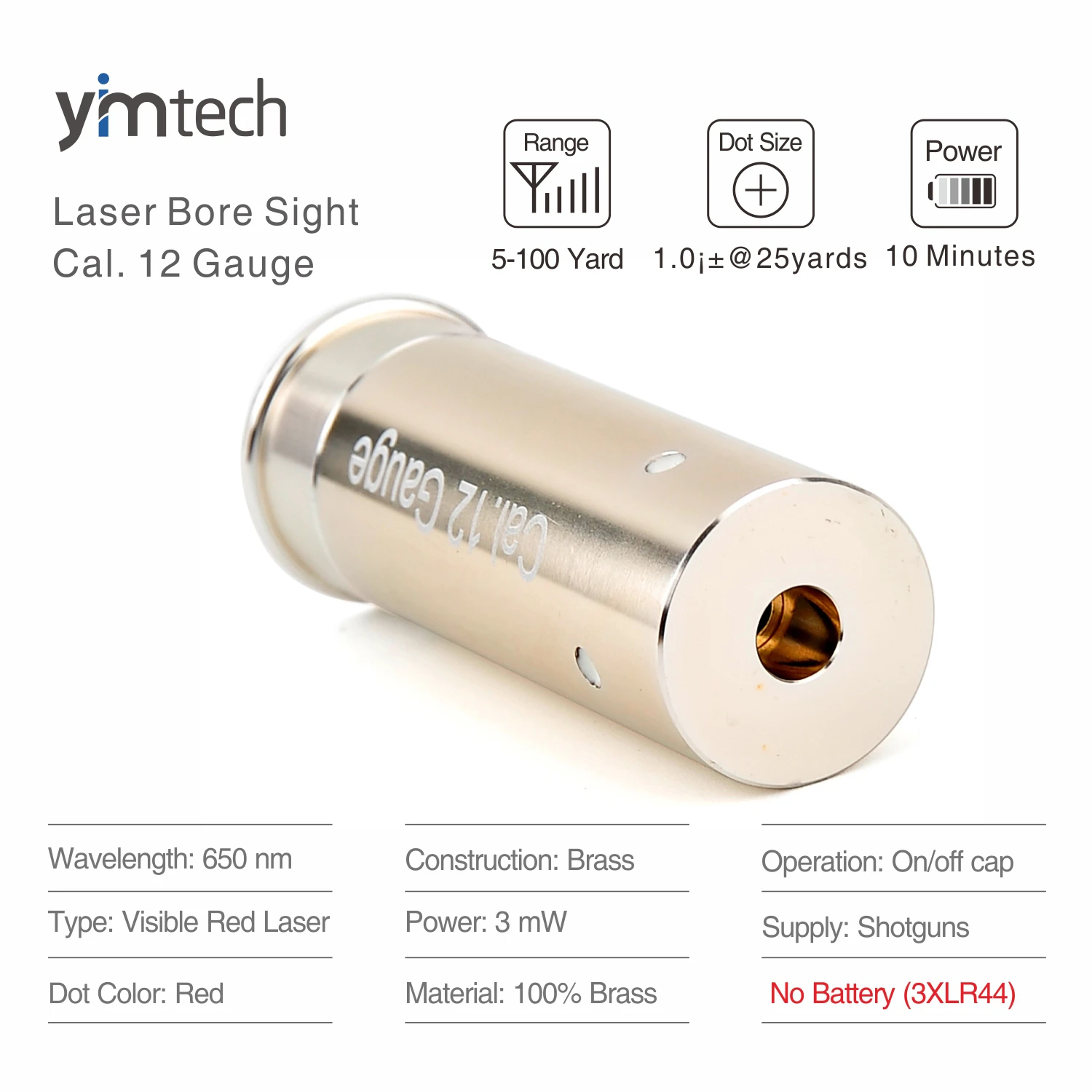 12 GAUGE 12GA Cartridge Laser Bore Sighter Boresighter Red Sighting