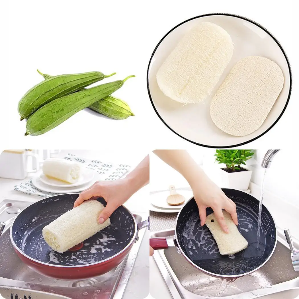 Натуральная люфа антипригарная домашняя кухонная водопоглощающая квадратная форма, цилиндрическая форма, овальная форма для посуды