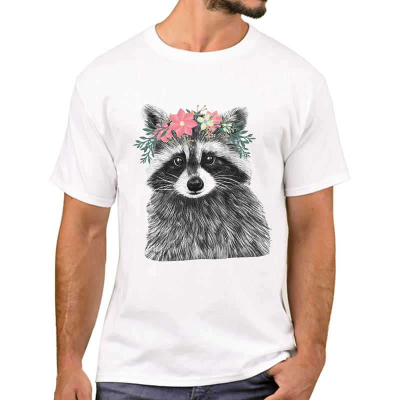 TEEHUB Ventes Chaudes Mignon wers Hommes T-Shirt Rétro Ral Raccoon Couronne Imprimé T-shirts T-shirts À Manches Courtes T-shirts Cool Tee_voghion.com