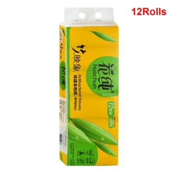 

12rolls Toilet Paper Workshop Restaurant Soft Smooth 4 Layers Skin-friendly Highly Absorbent Coreless For Daily Use Bamboo Pulp