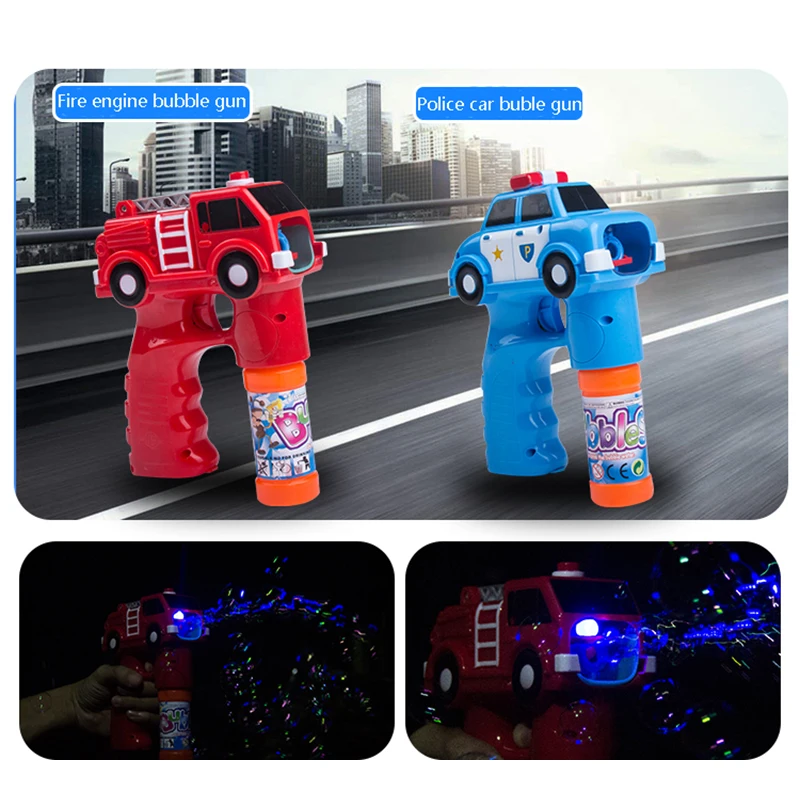 

Outdoor Electric Kids Toys For Children Fire Engine Car Soap Blowing Bubbles Gun Machine Music Light Water Guns Bubble Maker toy