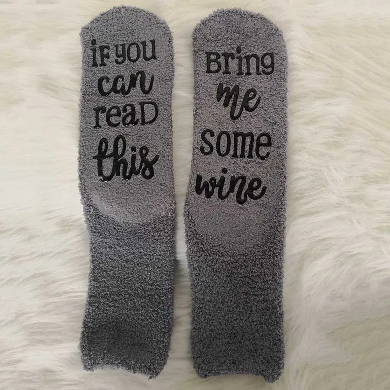 GY Wine Printed Pink Terry Cake Socks Girls Coral Fleece Socks Women Thickening Warm Winter Soft Floor Socks Xmas Sox New Year Gift - Color: GY