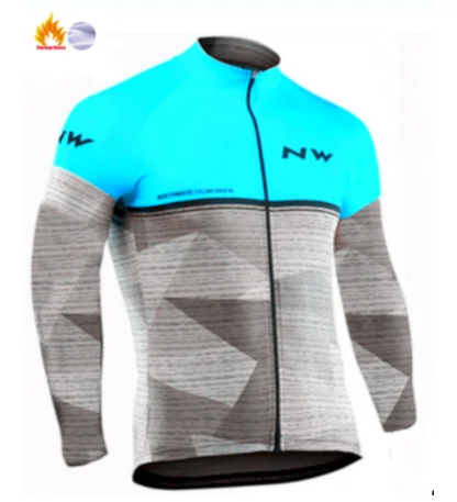 NW зимний комплект теплой флисовой одежды для велоспорта мужские про команды длинный рукав Джерси костюм для прогулок верховой езды на велосипеде MTB комбинезон набор - Цвет: 19