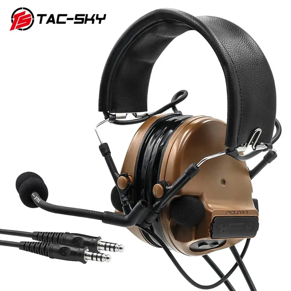 TAC SKY military hearing defense noise reduction pickup tactical headset COMTAC III silicone earmuffs dual pass 1