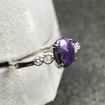 

7x5mm Genuine Natural Royal Purple Sugilite Ring For Woman Lady Crystal Beads Stone Silver Fashion Adjustable Ring Jewelry AAAAA
