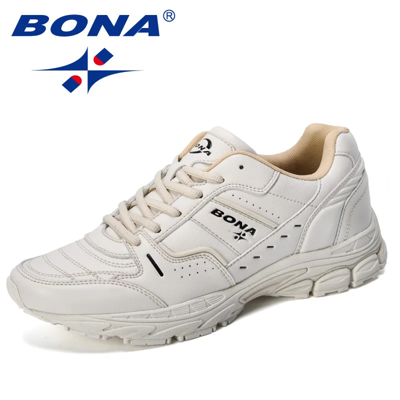 Light beige black BONA/ новые дизайнерские Популярные стильные кроссовки для мужчин, для прогулок и бега, спортивные кроссовки на шнуровке, спортивная обувь для бега, мужские удобные кроссовки - Цвет: Light beige black