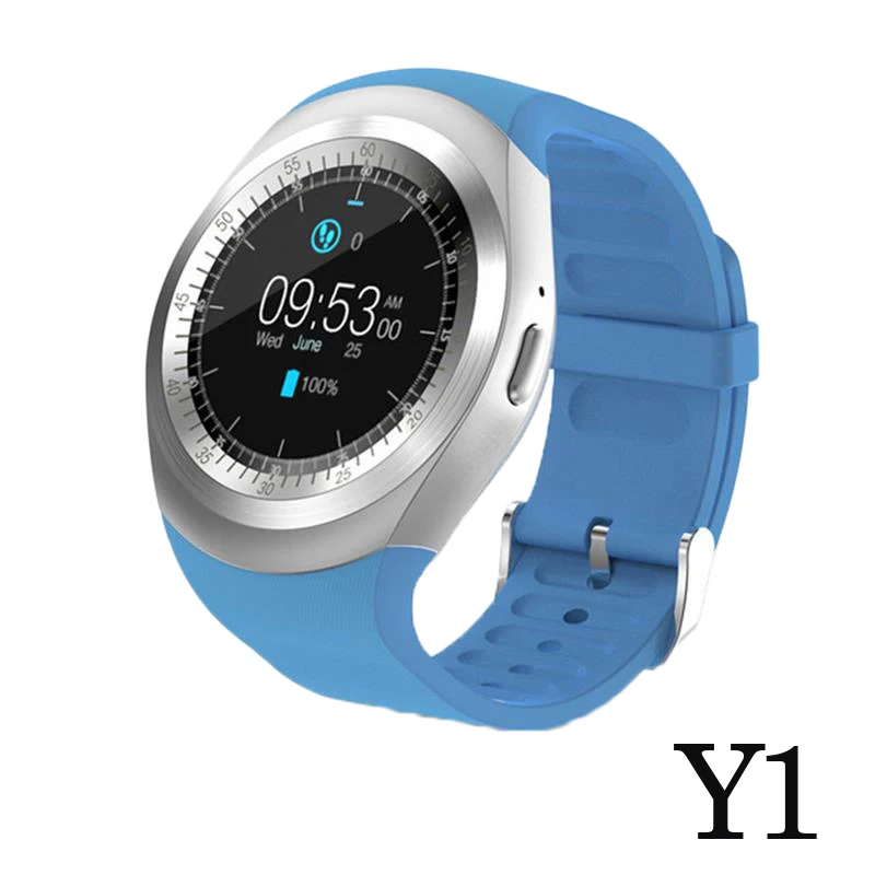 Y1 Смарт-часы фитнес-трекер Bluetooth Android SmartWatch телефонный звонок GSM SIM пульт дистанционного управления камера монитор сна часы Спорт Шагомер - Цвет: Y1 blue