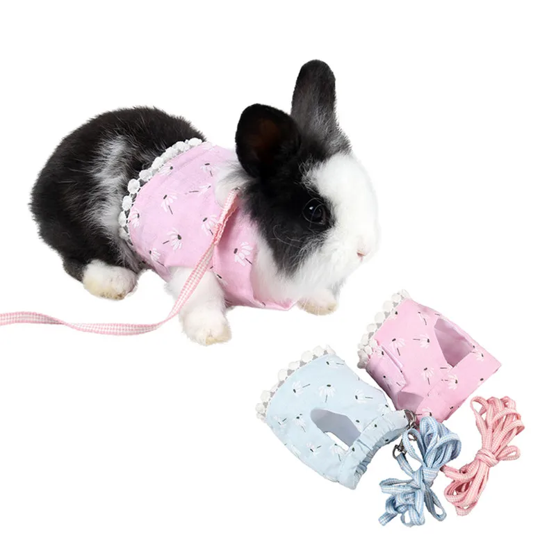 

Breathable Small Animal Harness Vest Adjustable Bowtie Mesh Puppy Cat Dog Harness Leash Set For Hamster Rabbit Chest Strap
