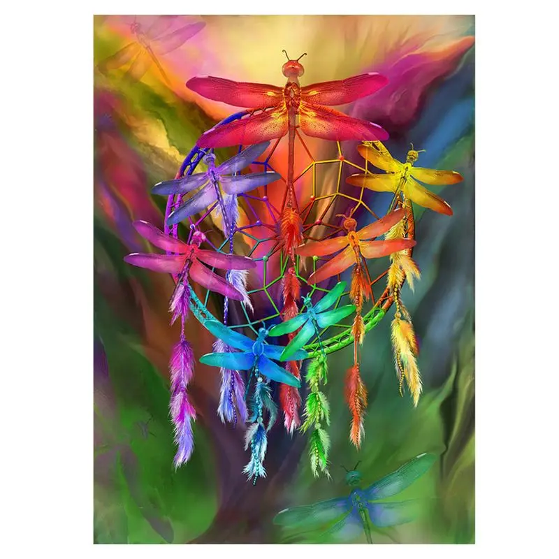 

Dragonfly 5D round Shaped Diamond Painting Embroidery Needlework Rhinestone Crystal Cross Craft Stitch Kit - Home Decor Craft