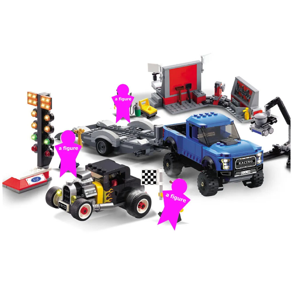 

CITY SPEED CHAMPIONS Ford F-150 Raptor Model A Hot Rod Car Building Blocks Kit Bricks Classic Model Kids Toys For Children Gift