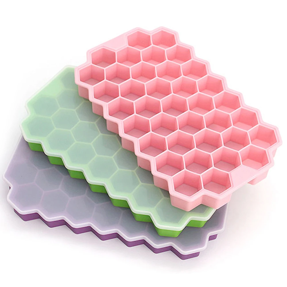 Honeycomb Ice Cream Tools Tray Mold With lid 37 Hexagonal Cube Making Suitable for Beverage Beer | Дом и сад