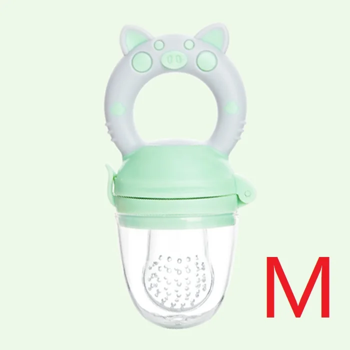Силиконовая Детская Соска-пустышка с мультяшным животным, для младенцев, держатель для сосков, для новорожденных, фруктовое зубное кольцо, силиконовая соска Tetine Chupetero - Цвет: pig Green-M