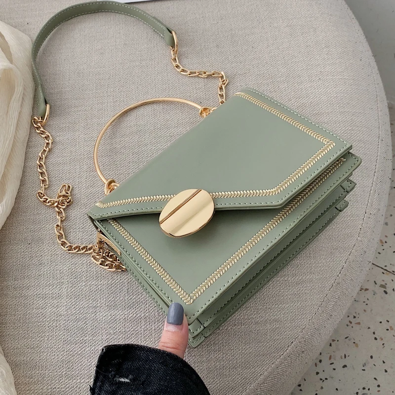 

Jin Mantang Matcha Green PU Leather Chain Design Crossbody Bags Women Small Chain Handbag Small Bag Hand Bag Ladies Designer