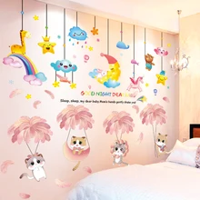 

Stars Clouds Wall Stickers DIY Cats Animals Feathers Wall Decals for Kids Room Baby Bedroom Children Nursery Home Decoration
