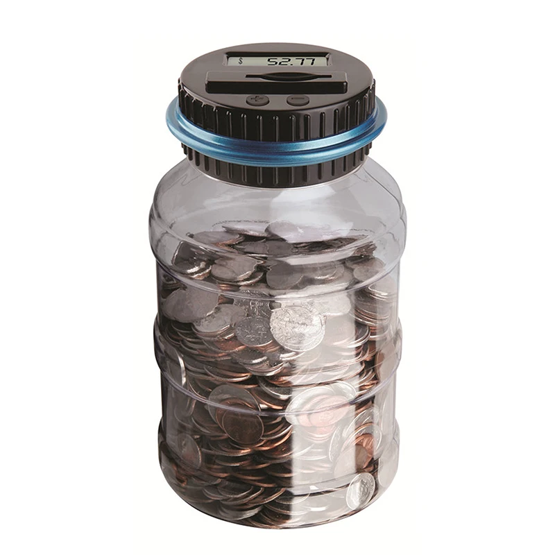 1.5L большой цифровой ЖК-дисплей подсчет монет Экономия денег коробка для хранения банка Автомобильный интерьер монеты экономия подарок для(евро