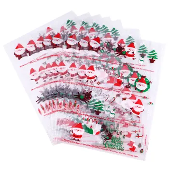 

100Pcs Christmas Plastic Gift Candies Bags Party Biscuits Gift Packing Bags