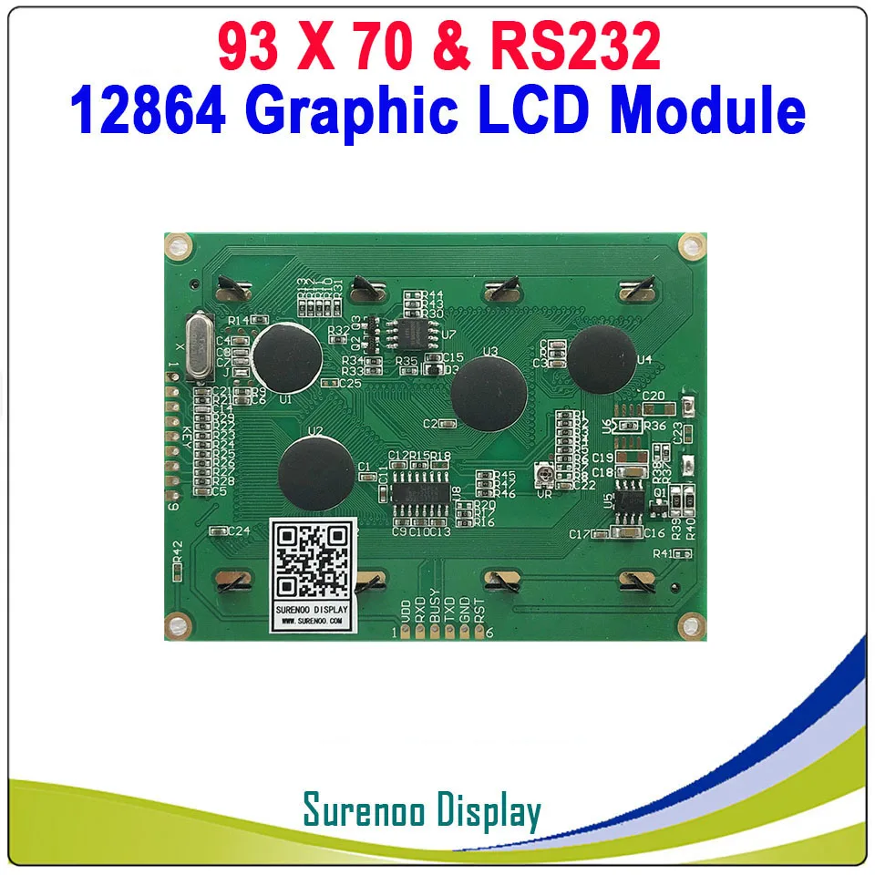 93X70 мм графическая матрица CMOS ttl RS232 12864 128*64 ЖК-модуль дисплей экран Встроенный GB2312 ASCII шрифт ABS рамка